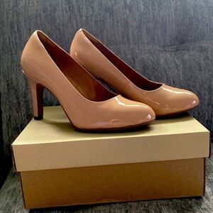 Clarks Nude Patent Leather Shoe